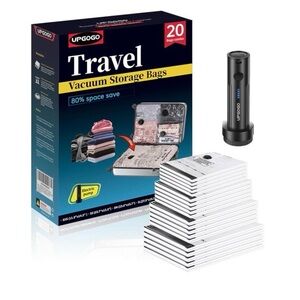 GOGO Black Travel Vacuum Storage Bags with Electric Pump (Combo 20 Pack)
